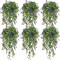 6 Pcs Ferns Artificial Hanging Plants Vine Hanging Fake Plants Faux Ferns Indoor Outdoor Ivy Wall Decor Greenery Vine with Flower for Room Wedding Fall Decoration(Purple)